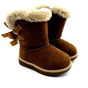 Baby Winter Boots Size 5M Girls Brown Zipper Bow Children Kids Footwear Hot Cake